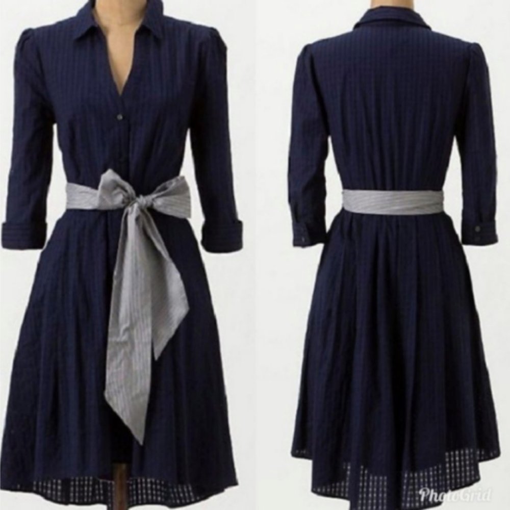 Navy 3/4 sleeve Anthropologie shirt dress, size 2